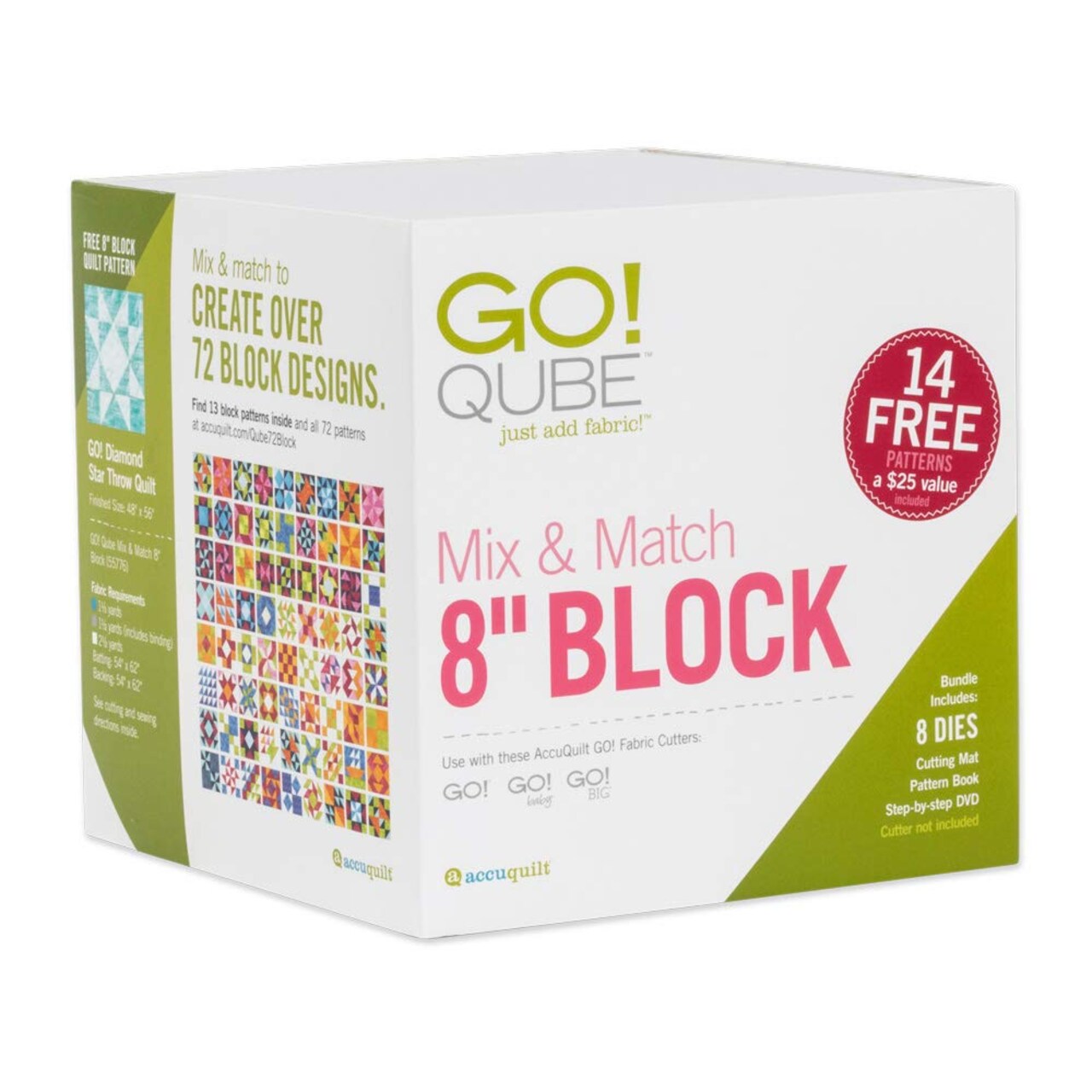 AccuQuilt GO! Qube Mix & Match 8" Quilt Block Set – Fabric Cutting Die System